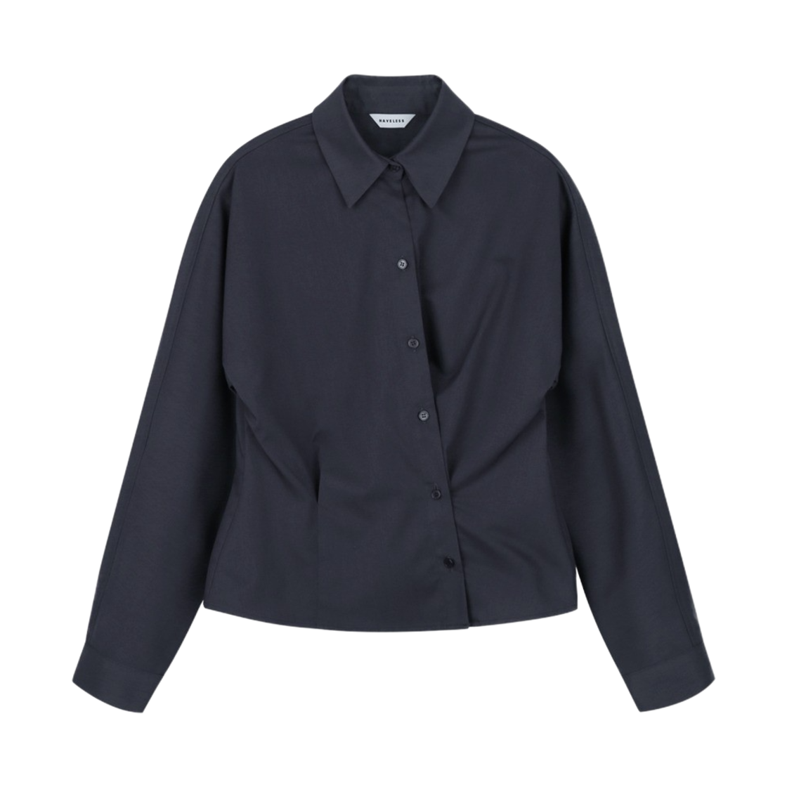 해브레스 우먼 웨이스트 버튼 크롭 셔츠 다크 그레이(Haveless Women Waist Button Cropped Shirt Dark Grey)