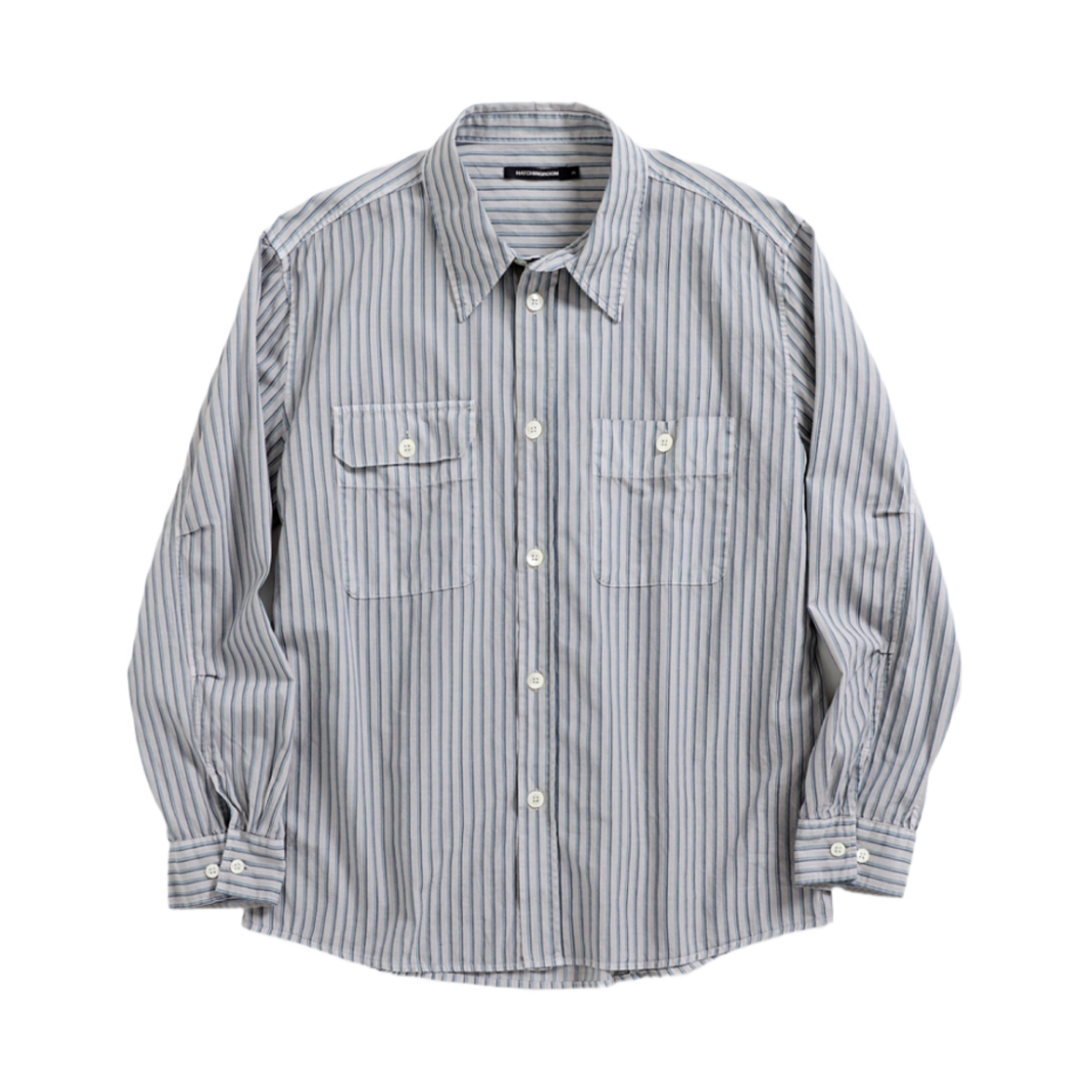 해칭룸 2Pk 셔츠 롱 도비 스트라이프 다이드 그레이(Hatchingroom 2Pk Shirt Long Dobby Stripe Dyed Grey) - 1