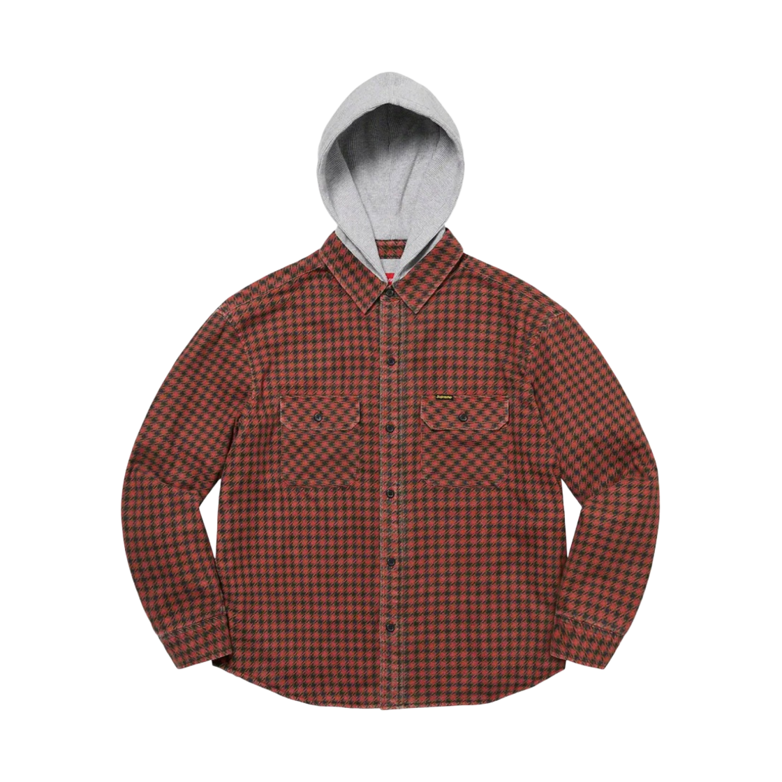 슈프림 하운드스투스 플란넬 후드 셔츠 레드 - 22FW(Supreme Houndstooth Flannel Hooded Shirt Red - 22FW) - 1
