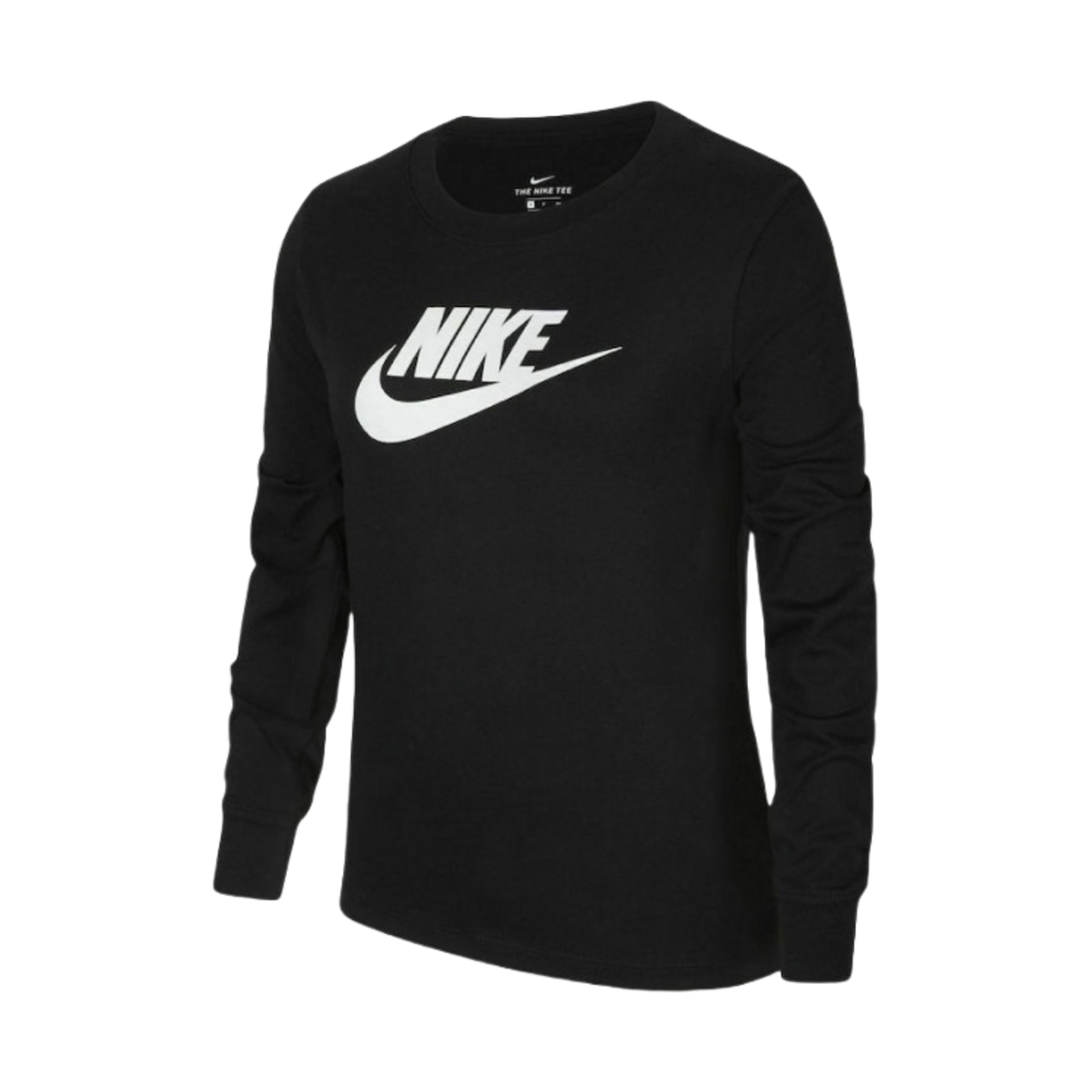 (키즈) 나이키 NSW 베이직 퓨추라 롱슬리브 티셔츠 블랙((Kids) Nike NSW Basic Futura Long Sleeve T-Shirt Black) - 1