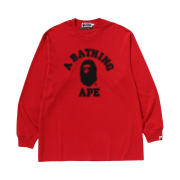 BAPE College Relaxed Fit L/S T-Shirt Red