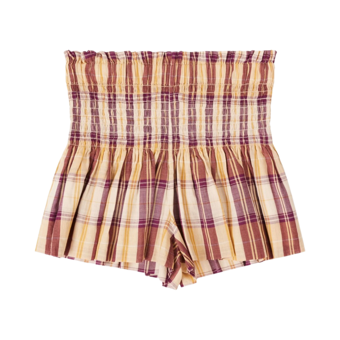 SH0448-22P026E-10HY (W) Isabel Marant Bayowel Checked Shorts Honey - 22SS