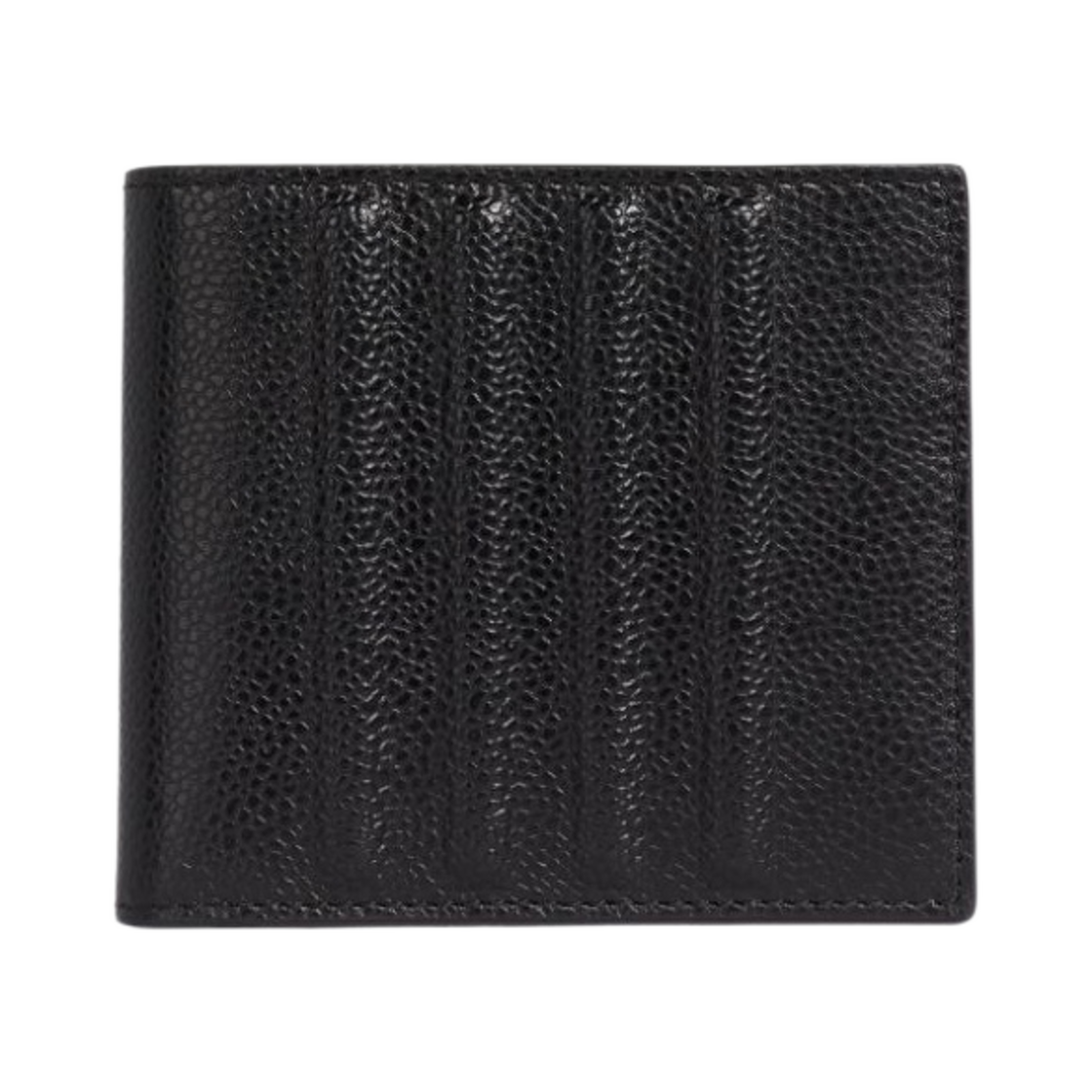 MAW299A-00198-001 Thom Browne Pebble Grain Leather Debossed 4-Bar Bill Fold Wallet Black