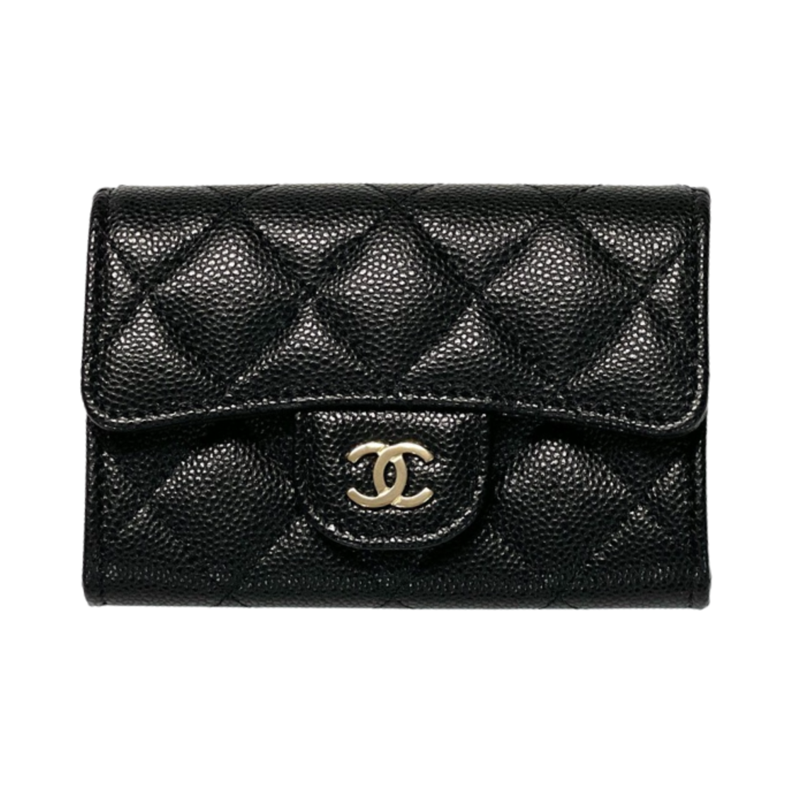 AP4096-B10583-C3906 Chanel Classic Card Holder Grained Shiny Calfskin & Gold Black