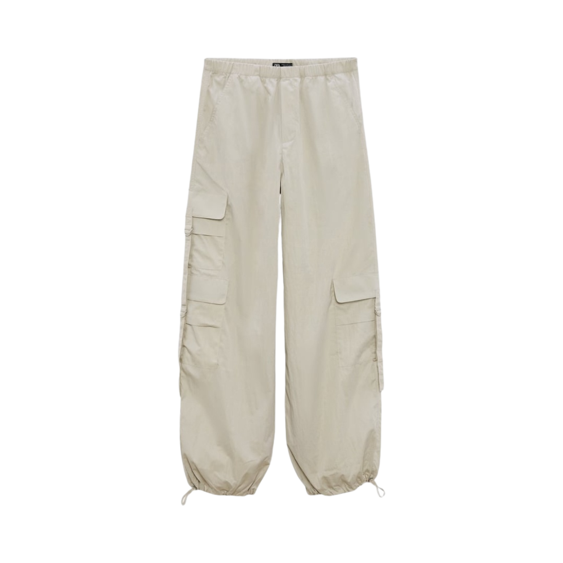 (W) 자라 나일론 블렌드 파라슈트 트라우저 펄 그레이((W) Zara Nylon Blend Parachute Trousers Pearl Grey) - 1