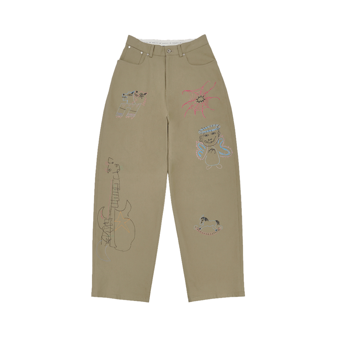 24CLHKPT01 STU X HANK Printed Wide Pants Beige
