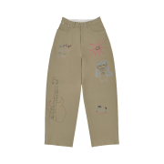 STU X HANK Printed Wide Pants Beige