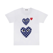 (W) Play Comme des Garcons Polka Dot Double Heart T-Shirt White