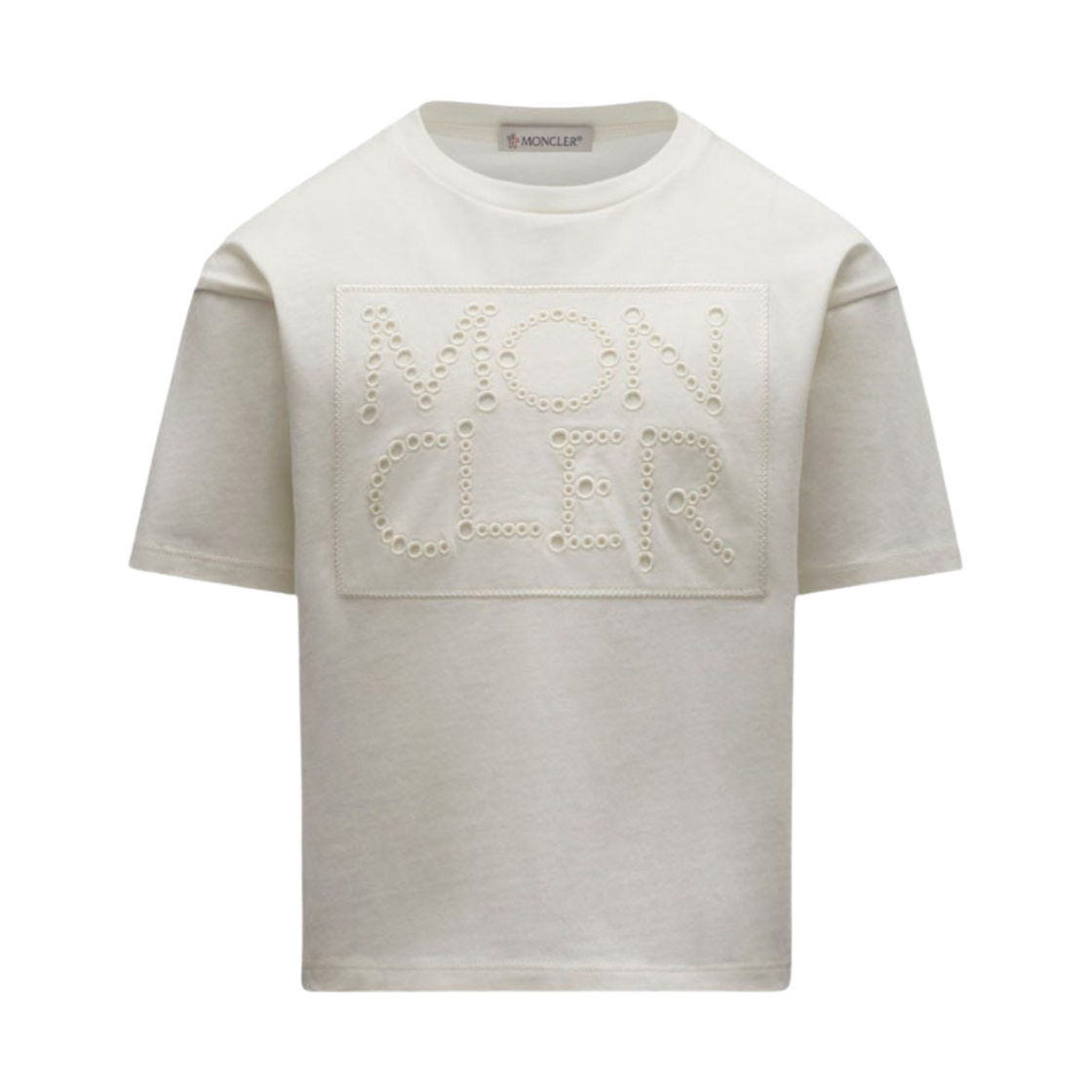 (키즈) 몽클레르 로고 자수 티셔츠 실크 화이트 - 22SS((Kids) Moncler Logo Embroidered T-Shirt Silk White - 22SS) - 1