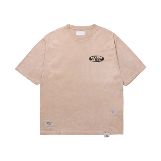 24-T001 Taupe Resurrection13 Washed Patchwork T-Shirt Taupe