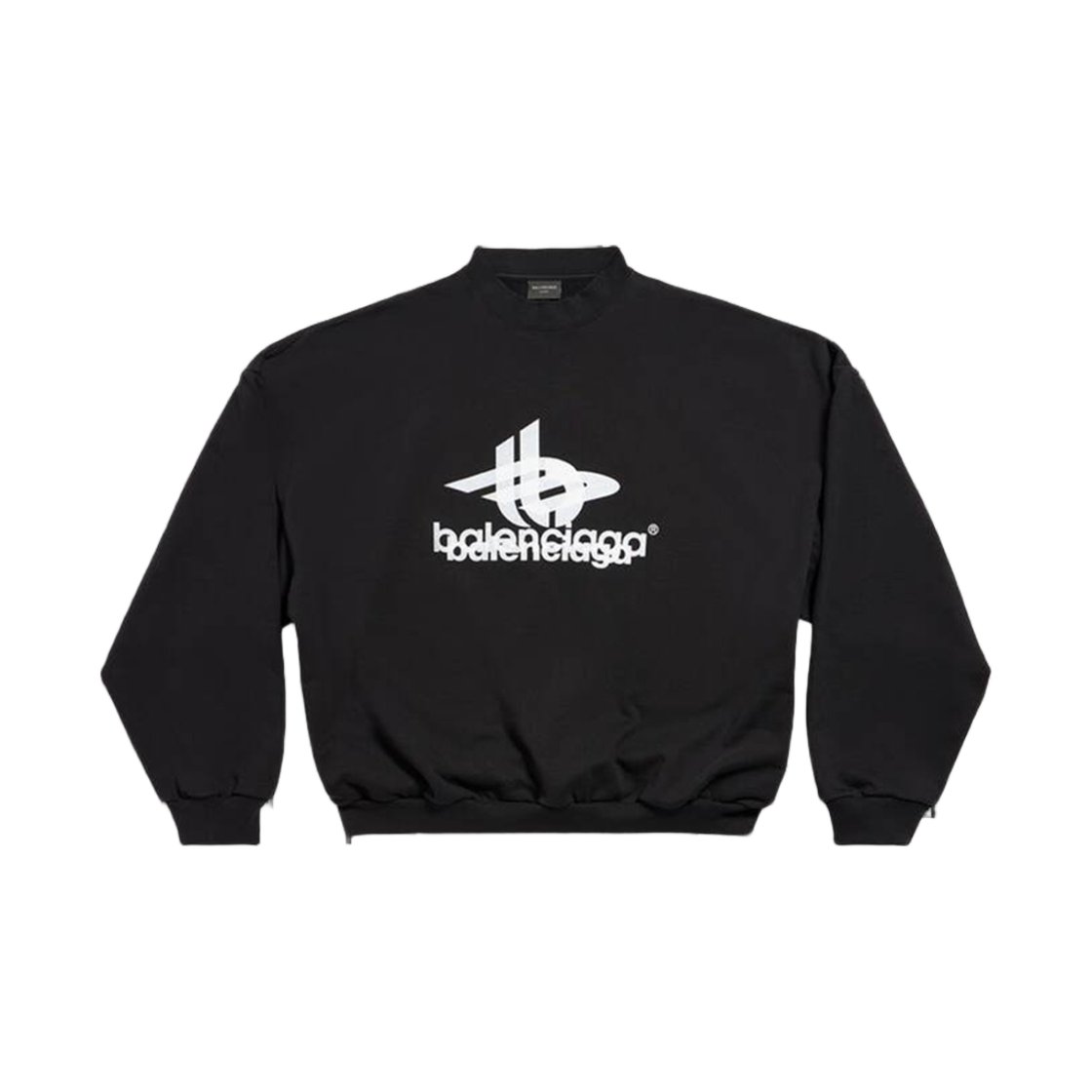 발렌시아가 레이어드 스포츠 라운드 스웨트셔츠 오버사이즈 블랙