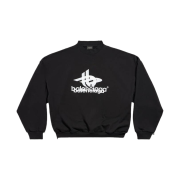Balenciaga Layered Sports Round Sweatshirt Oversized Black