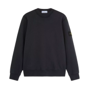 Stone Island 6100044 Organic Cotton Fleece Crewneck Sweatshirt with Ribbed Details Navy Blue - 25SS