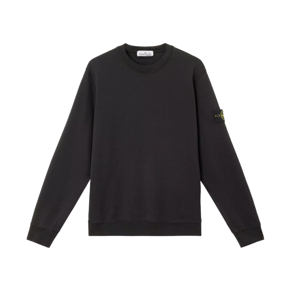 K1S1561000-44S0051-V0029 Stone Island 6100044 Organic Cotton Fleece Crewneck Sweatshirt with Ribbed Details Black - 25SS