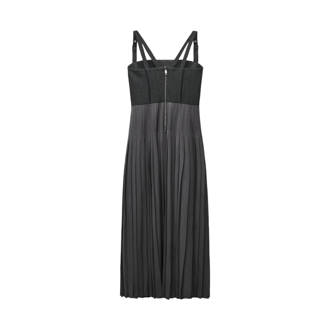 open lace back dress Bustier Pleated Dress in Green Blue