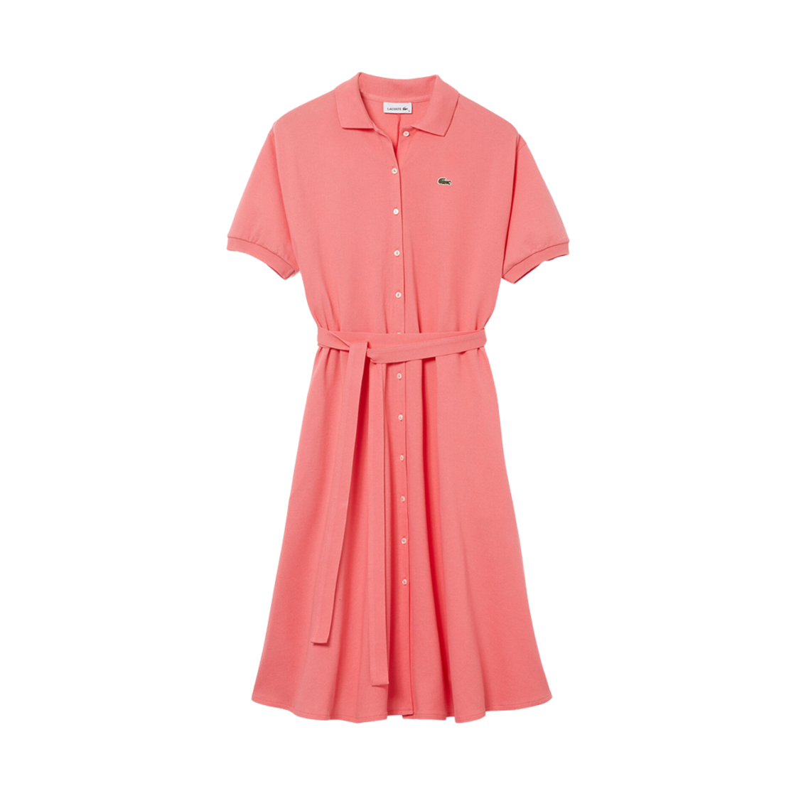 EF5471-00-F9C (W) Lacoste Cotton Pique Belted Polo Dress Pink