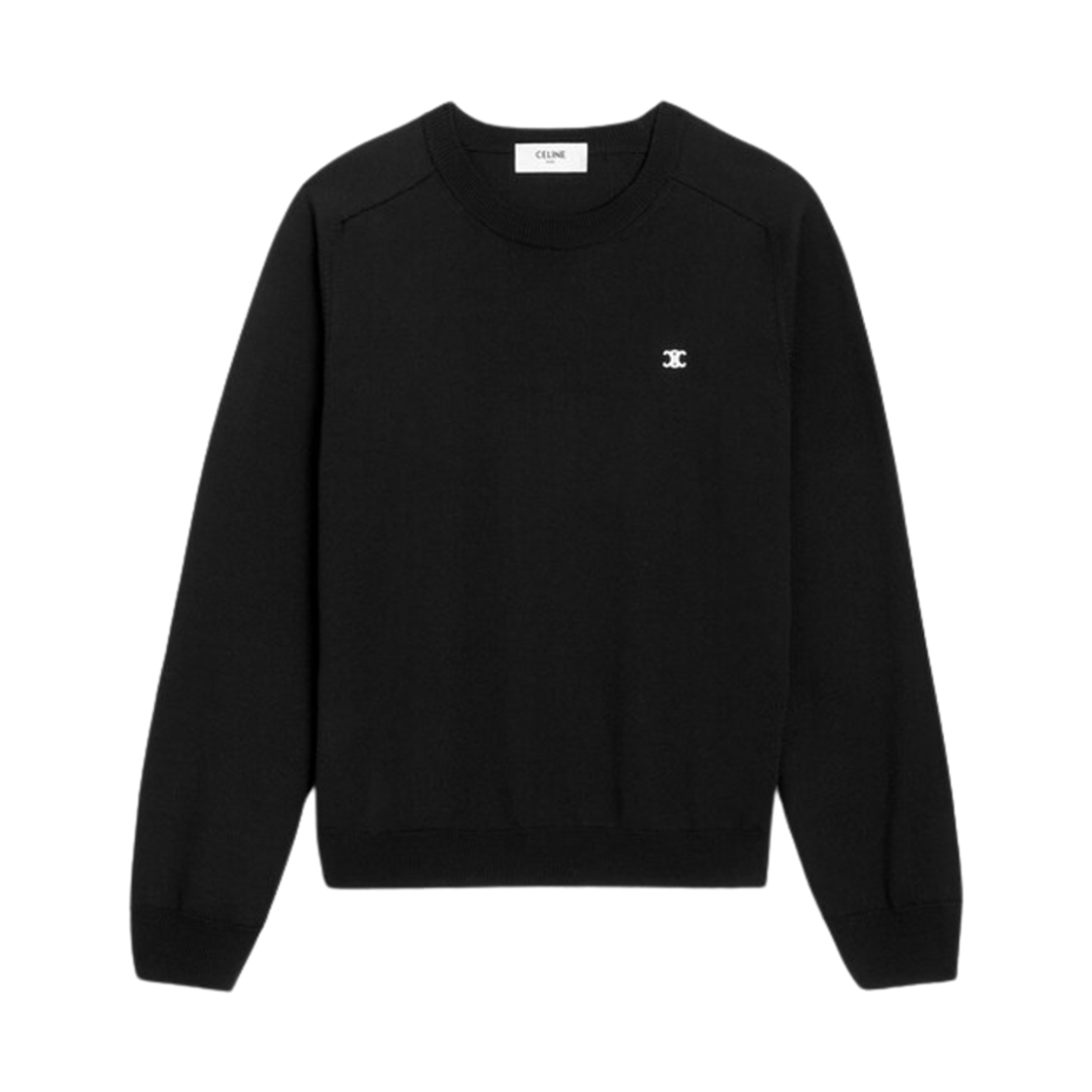 2AH80322U-38NO Celine Triomphe Crew Neck Sweater in Wool Black