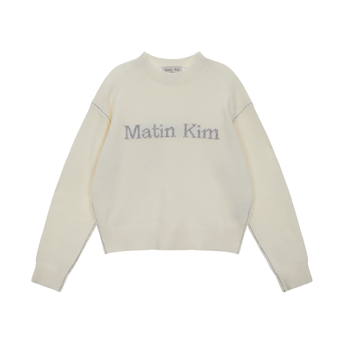 마뗑킴 컬러 라인 포인트 로고 니트 풀오버 아이보리(Matin Kim Color Line Point Logo Knit Pullover Ivory)