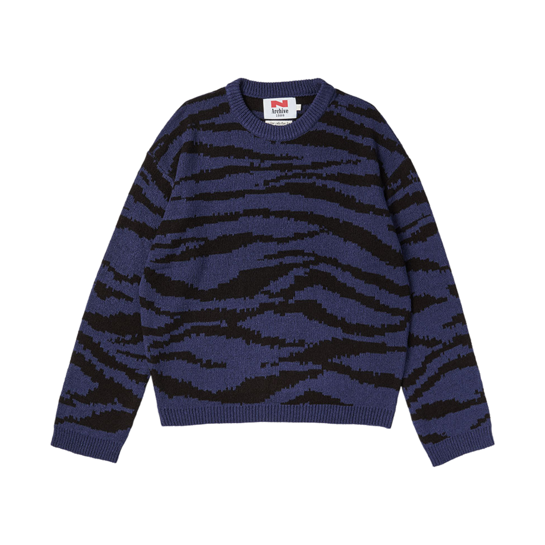 NV23FAKT01NV__ N ARCHIVE New Wild Zebra Pullover Knit Navy