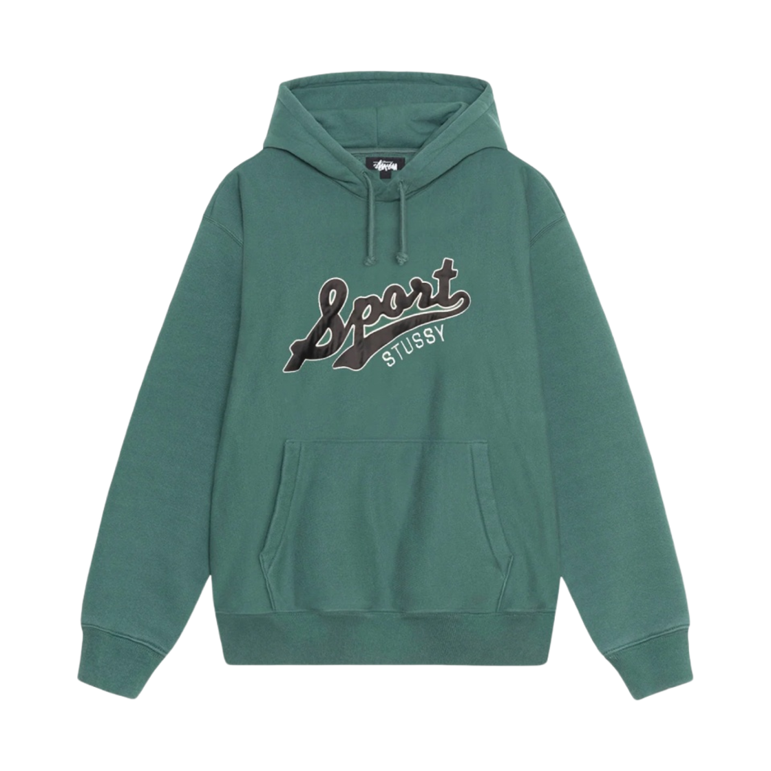 스투시 사틴 패치 오버사이즈 후드 그린