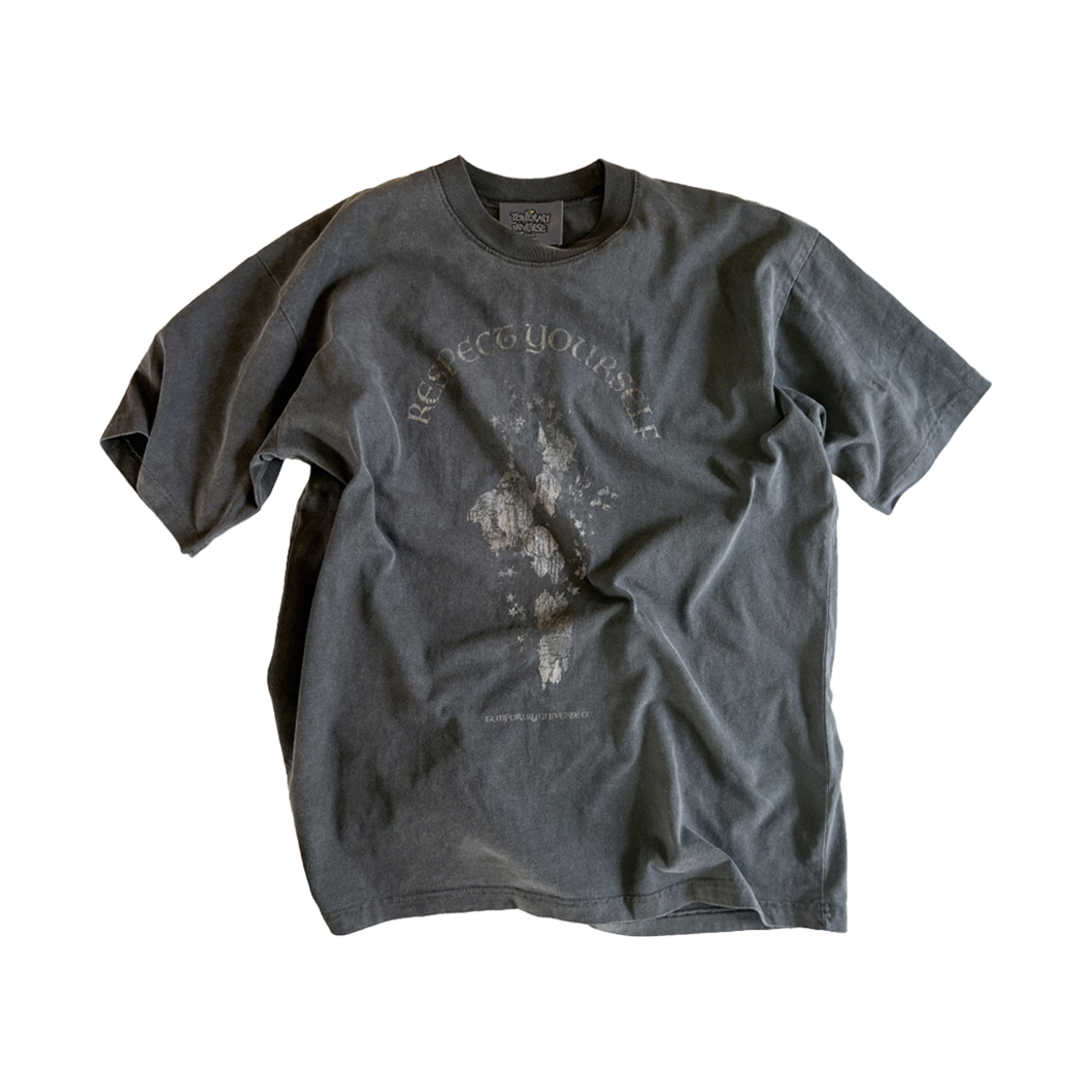 TU23GT1GR Temporary Universe Garment Dyed Vintage Washed Oversize T-Shirt Grey