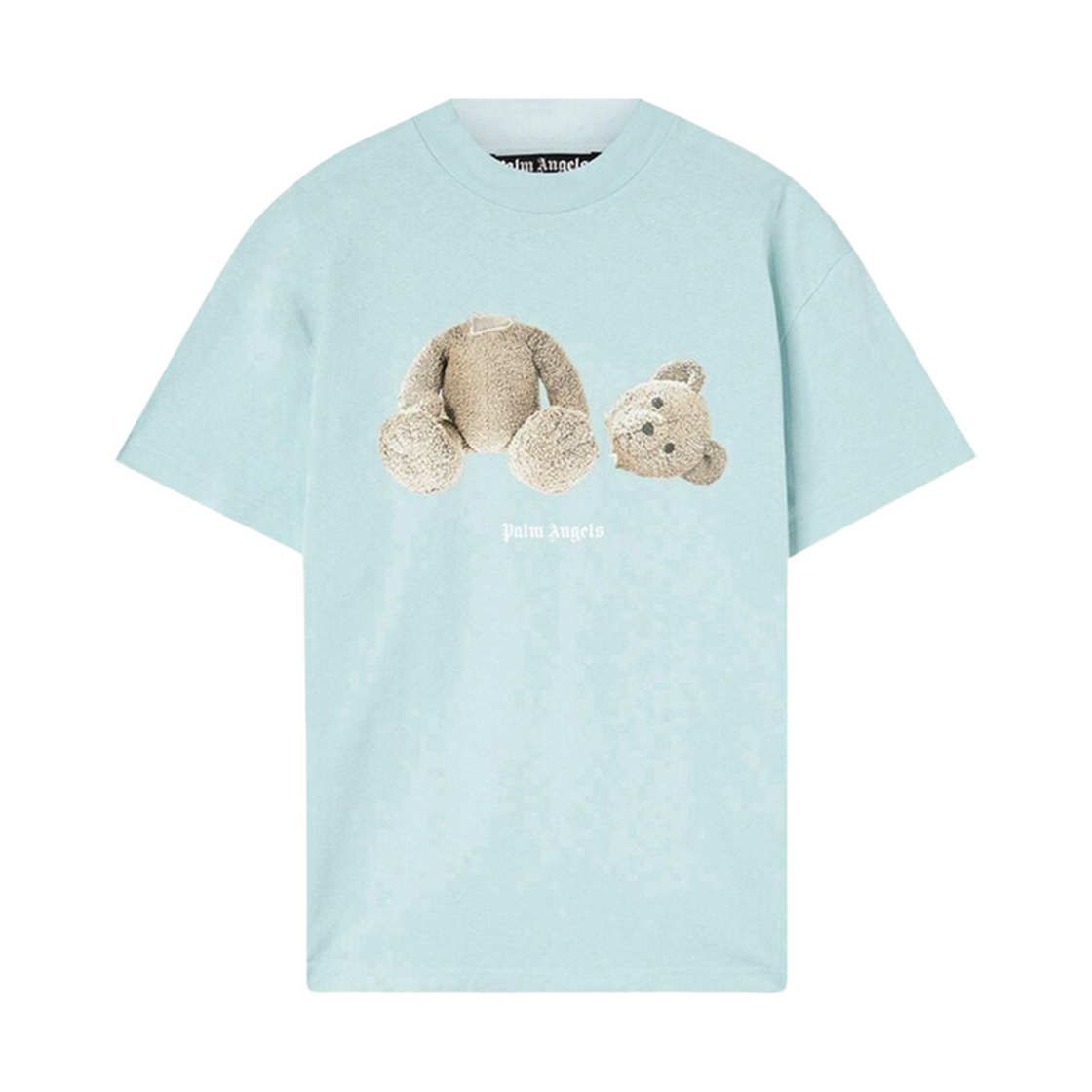 PMAA001C99JER0144060 Palm Angels Bear Classic T-Shirt Light Blue Brown