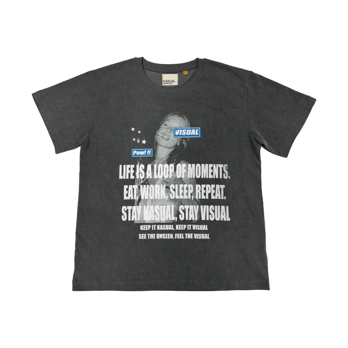캐주얼 매뉴얼 스테이 비주얼 티셔츠 그레이(Kasual Manual Stay Visual T-Shirts Grey) - 1