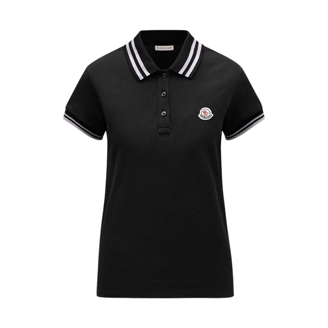 J1-093-8A00009-84720-999 (W) Moncler Logo Patch Polo Shirt Black - 24SS - 대표 이미지 #1