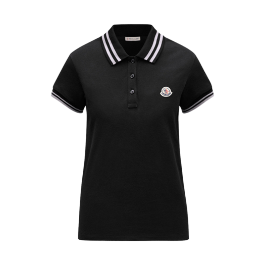 (W) Moncler Logo Patch Polo Shirt Black - 24SS