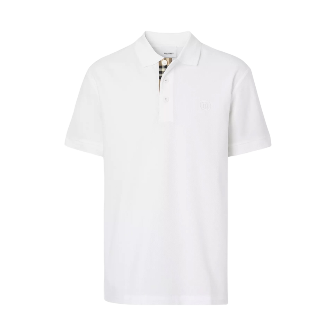 버버리 모노그램 모티프 코튼 피케 폴로 셔츠 화이트(Burberry Monogram Motif Cotton Pique Polo Shirt White)