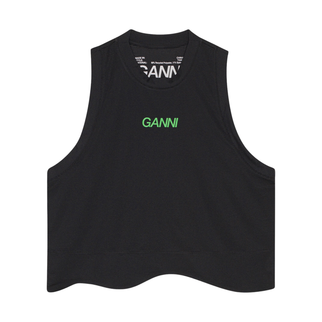 T3387-099 (W) Ganni Active Mesh Top Black