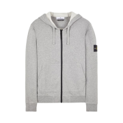 Stone Island 64251 Garment Dyed Cotton Fleece Full Zip Hooded Sweatshirt Dust Melange - 23FW