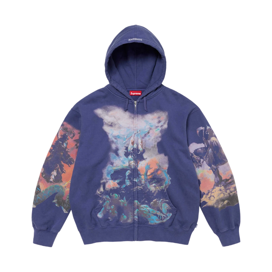 Supreme Supreme Frazetta Zip Up Hooded Sweatshirt Washed Navy - 24FW · M