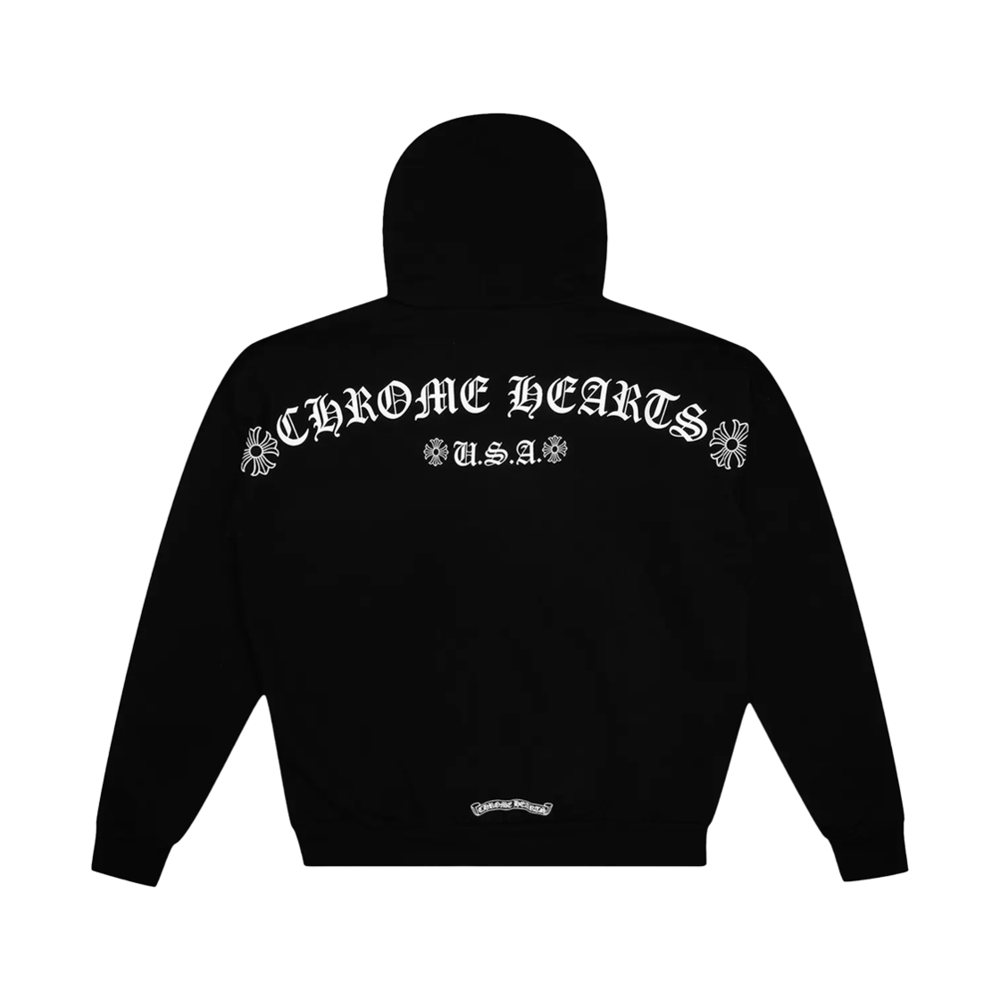 - Chrome Hearts USA Script Logo Zip-Up Hoodie Black