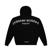 Chrome Hearts USA Script Logo Fleece Zip-Up Hoodie Black