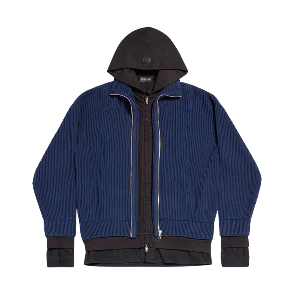 발렌시아가 유니티 스포츠 아이콘 레이어드 집업 후드 오버사이즈 다크 블루(Balenciaga Unity Sports Icon Layered Zip-Up Hoodie Oversized in Dark Blue) - 1