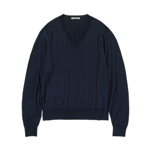 【AURALEE】FELTED WOOL KNIT V-NECK P/O Auralee Felted Wool Knit V-Neck Pullover Black | Cultizm