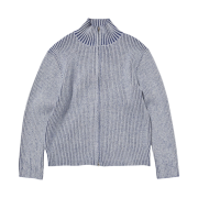 Suade Fancy Crop Knit Zip Up Blue