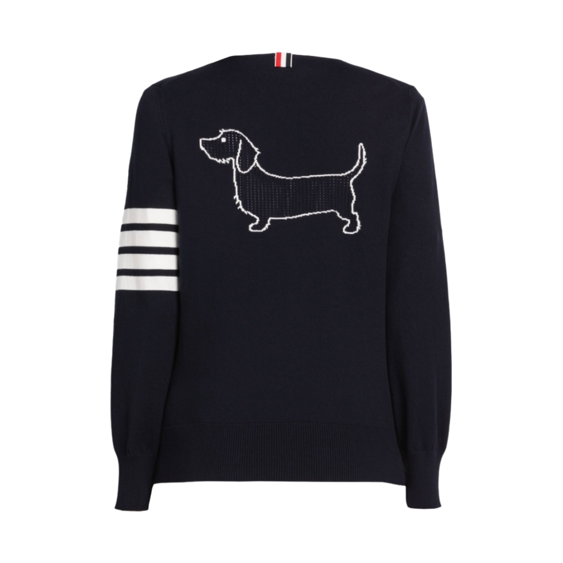 (W) 톰브라운 코튼 헥터 포인텔 사선 브이넥 가디건 네이비((W) Thom Browne Cotton Hector Pointelle 4-Bar V-Neck Cardigan Navy) - 2