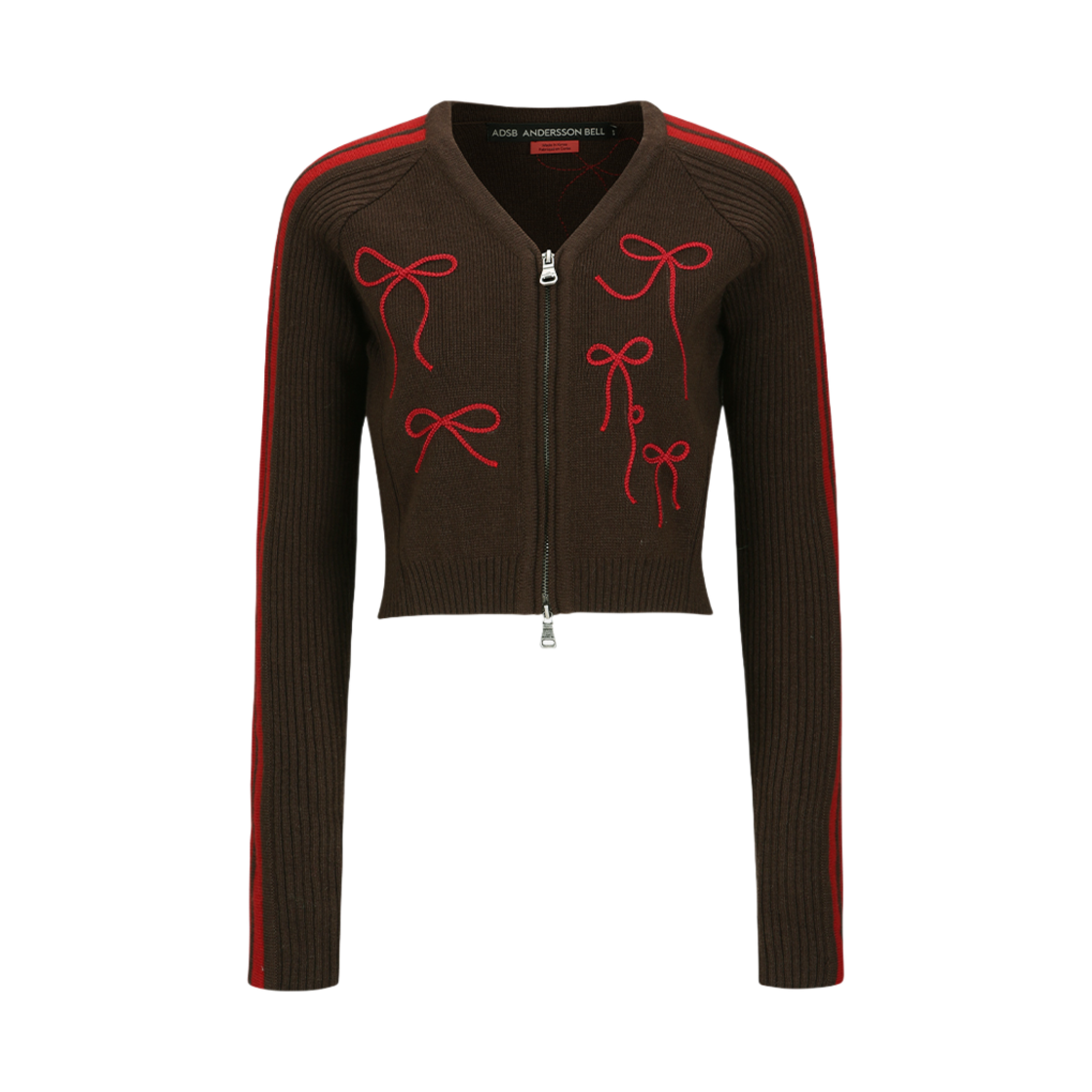 ADSB 앤더슨벨 우먼 리본 엠브로이더리 니트 가디건 레드