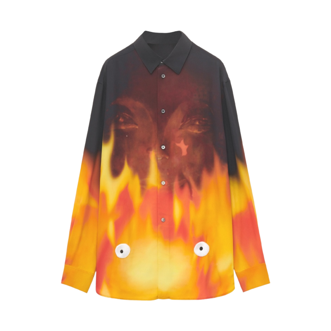 로에베 x 하울의 움직이는 성 캘시퍼 비스코스 셔츠 오렌지 멀티톤(Loewe x Howl's Moving Castle Calcifer Shirt in Viscose Orange Multitone) - 1