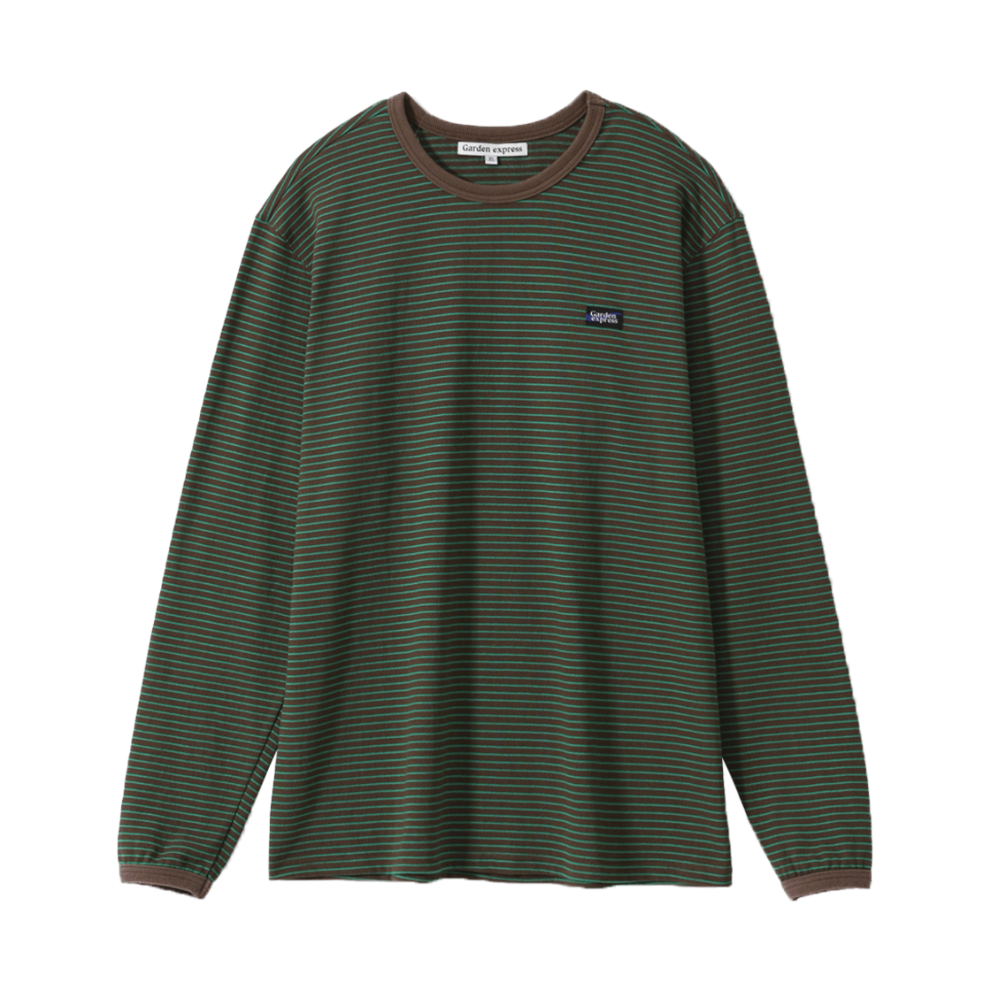 가든익스프레스 스트라이프 롱슬리브 티 그린(Garden express Striped Long-Sleeve Tee green) - 1