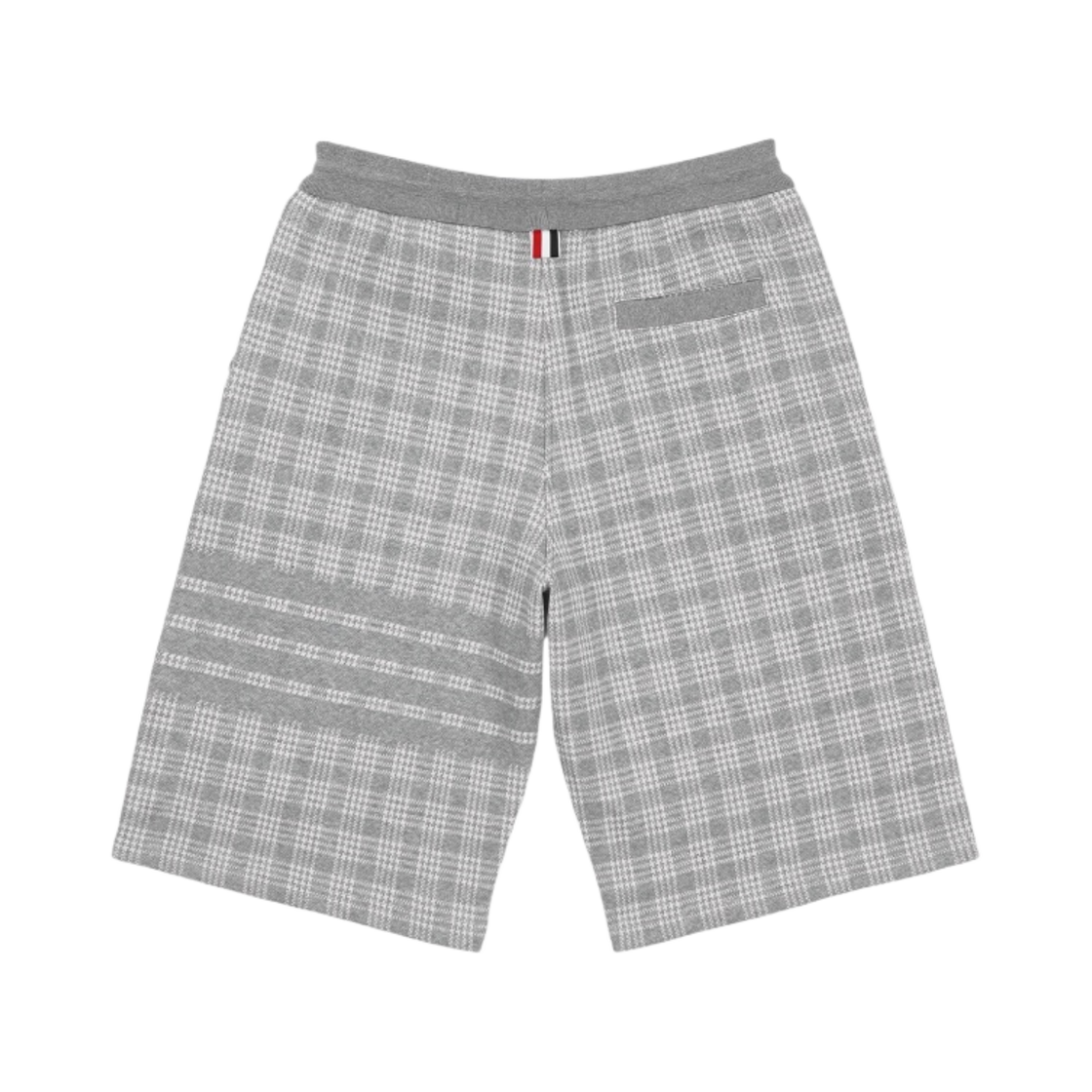 MJQ052A-07993-055 Thom Browne Micro Check Jacquard 4-Bar Sweatshorts Light Grey - #2