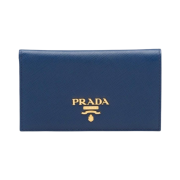 Prada Small Saffiano Leather Wallet Blue