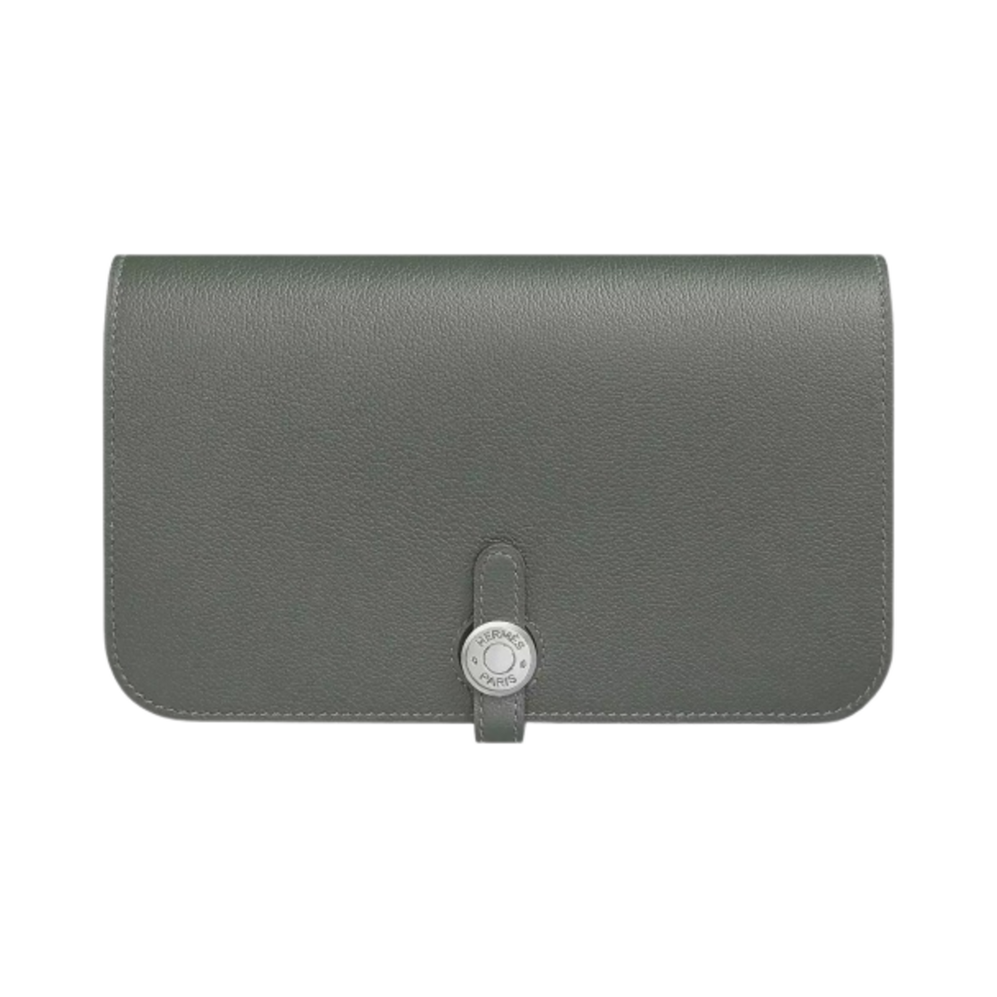H065732CK63 Hermes Dogon Duo Wallet Evercolor & Palladium Vert Amande - 대표 이미지 #1