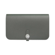 Hermes Dogon Duo Wallet Evercolor & Palladium Vert Amande