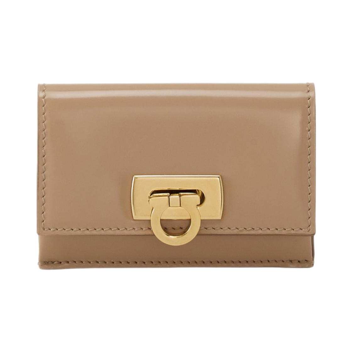 페라가모 간치니 클래스프 크레딧 카드 홀더 베이지(Ferragamo Credit Card Holder with Gancini Clasp Beige) - 1