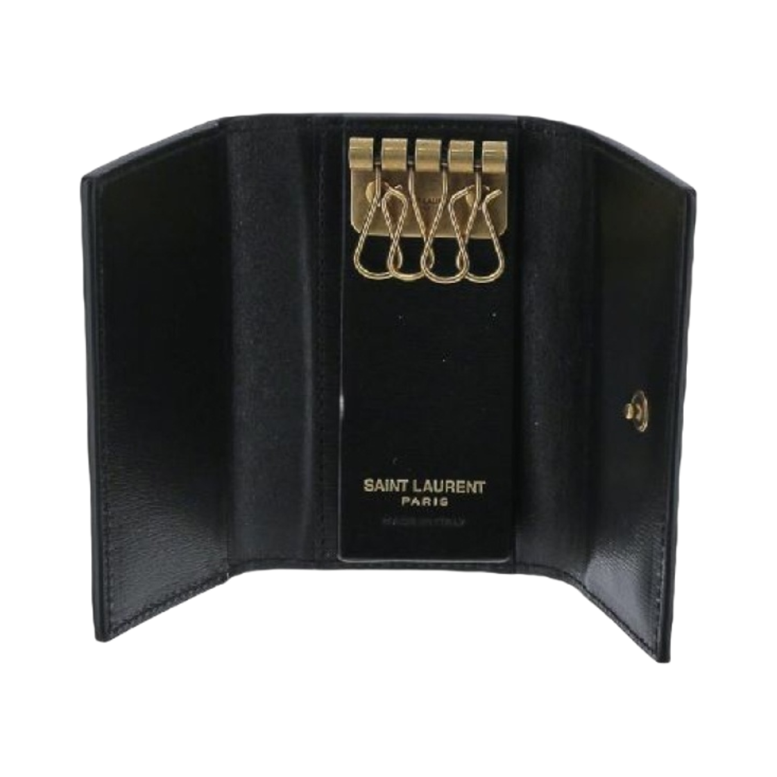 생로랑 로고 레더 키 케이스 블랙(Saint Laurent Logo Leather Key Case Black) - 2