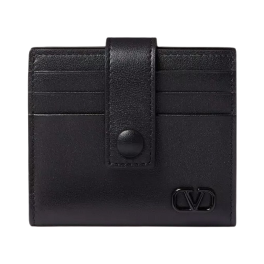 P0U31ZQU0NO Valentino Mini Vlogo Signature Calfskin Card Holder Black - 대표 이미지 #1