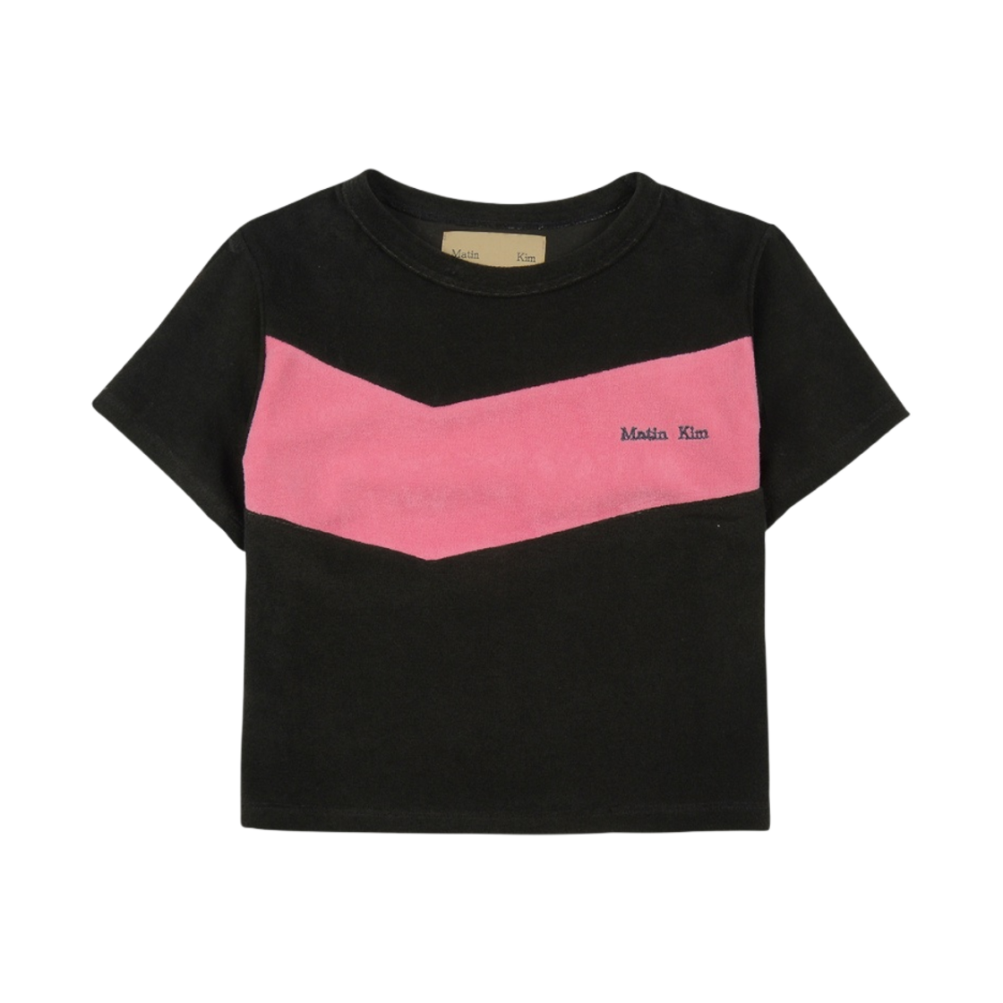 (W) 마뗑킴 컬러 블락 테리 크롭탑 차콜((W) Matin Kim Color Block Terry Crop Top Charcoal) - 1